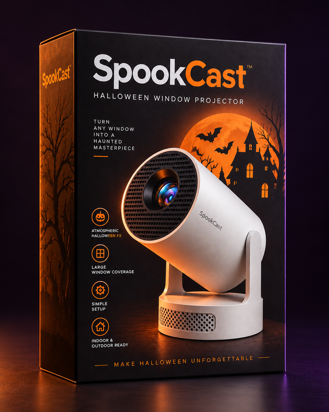Spookcast Window Projector retail box packaging